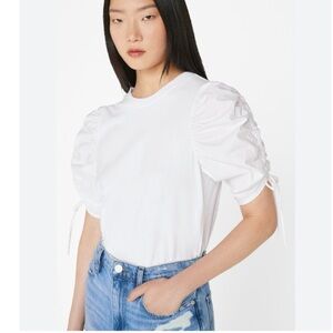 FRAME Blanc Ruched Tie Sleeve Tee